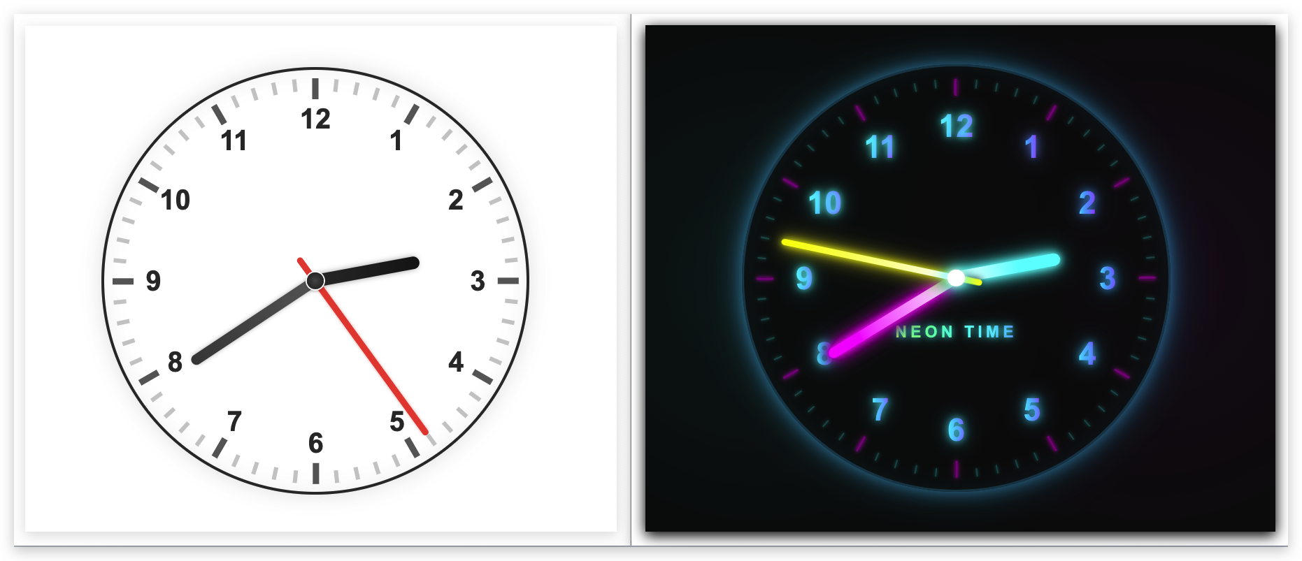 网页时钟源码效果展示 - 6款时钟合集预览